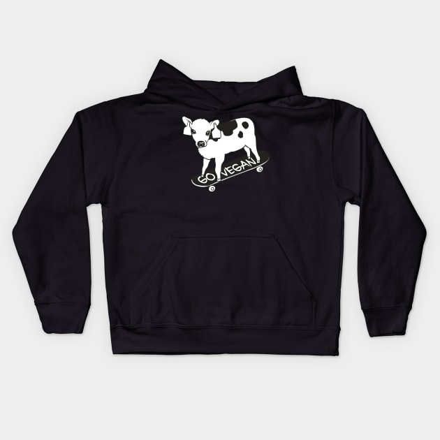 Skateboarding Baby Calf  Vegan Kids Hoodie by huebucket